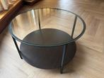 Glazen salontafel met stalen frame - diameter 75cm, Ophalen, Gebruikt, Rond, 50 tot 100 cm