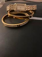 Stainless Steel Armbanden en Horloge Set, Ophalen, Staal, Zo goed als nieuw, Goud