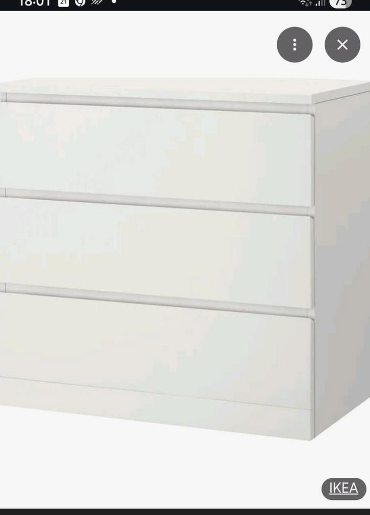 Malm ladekast ikea (wit), Huis en Inrichting, Kasten | Ladekasten, Gebruikt, Minder dan 100 cm, 50 tot 100 cm, 25 tot 50 cm, 3 of 4 laden
