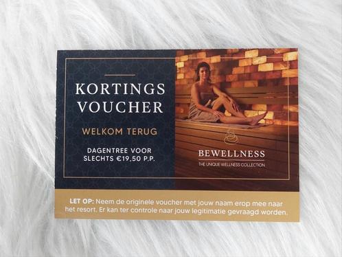 Dag sauna €19,50 pp BeWellness t/m 30 juni 2025, Tickets en Kaartjes, Kortingen en Cadeaubonnen, Twee personen, Spa of Sauna, Kortingsbon