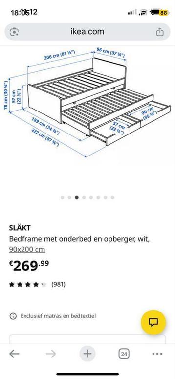 IKEA SLÄKT Bedframe met onderbed en opberger - afbeelding 3