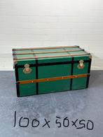 Vintage groene koffer / opbergkist, Ophalen, Gebruikt, 50 tot 100 cm, Overige houtsoorten