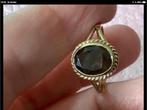 Prachtige vintage gouden ring edelsteen Rookkwarts 9 k 375, Verzenden, Zo goed als nieuw, 17 tot 18, Met edelsteen