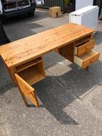 Vintage grenen bureau twee lades en deur, Ophalen, Gebruikt