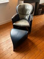 Leolux Excalibur fauteuil met hocker, Huis en Inrichting, Ophalen, Gebruikt, Leer, 75 tot 100 cm