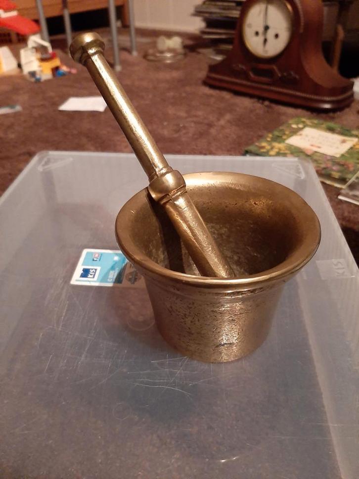 Zware Koperen Vijzel met Stamper, Antiek en Kunst, Antiek | Koper en Brons, Ophalen of Verzenden