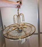 Oude bronzen kroonluchter met kristallen. Ong 60xm doorsnede, Ophalen, Gebruikt
