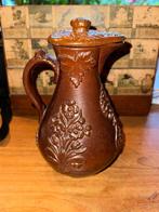 Antieke bunzlau koffiepot met deksel plm 20cm floraal decor, Ophalen
