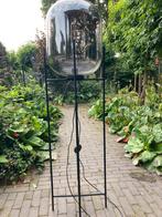 Vloerlamp - glazen kap grijs glas / stalen poot, Huis en Inrichting, Lampen | Vloerlampen, Ophalen, Zo goed als nieuw, Glas