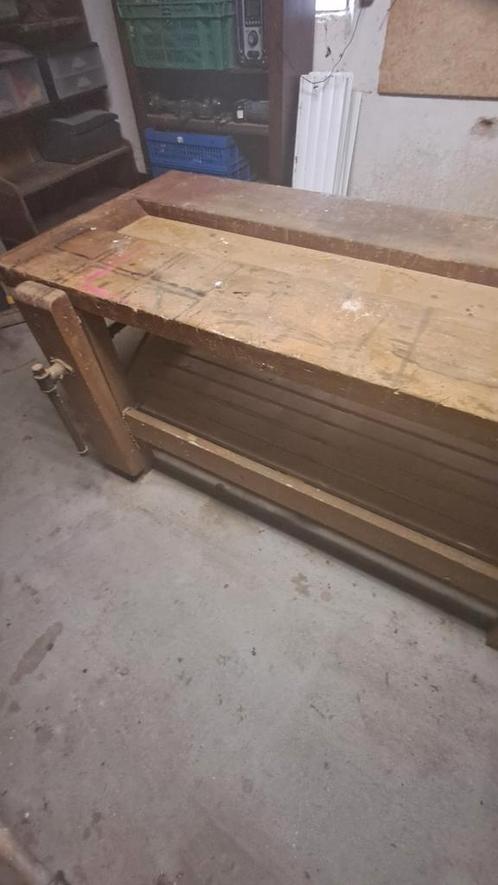 Robuuste werkbank met bankschroef, timmermanswerkbank, Doe-het-zelf en Verbouw, Werkbanken, Gebruikt, 70 tot 120 cm, Bankschroef