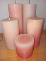 5 "Kaarsen" Roze met op 3 beetje glitter, Huis en Inrichting, Woonaccessoires | Kandelaars en Kaarsen, Minder dan 25 cm, Overige materialen