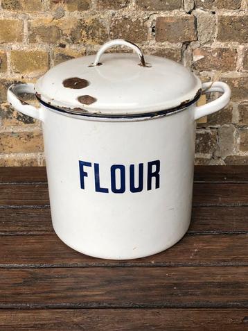 Engelse emaille meel ton / flour bin beschikbaar voor biedingen