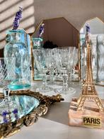 Glas swirl Frans Eiffeltoren vaas spiegel messing drieluik, Antiek en Kunst, Ophalen of Verzenden