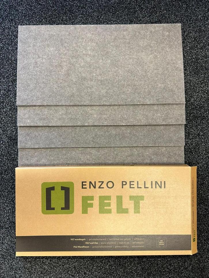 Enzo Pellini Smoke Vilt Tegels - 4 stuks, Huis en Inrichting, Stoffering | Behang, Grijs, minder dan 10 m², Ophalen of Verzenden