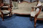 Antiek Biedermeier Bankstel met Fauteuils, Antiek en Kunst, Antiek | Meubels | Stoelen en Banken, Ophalen