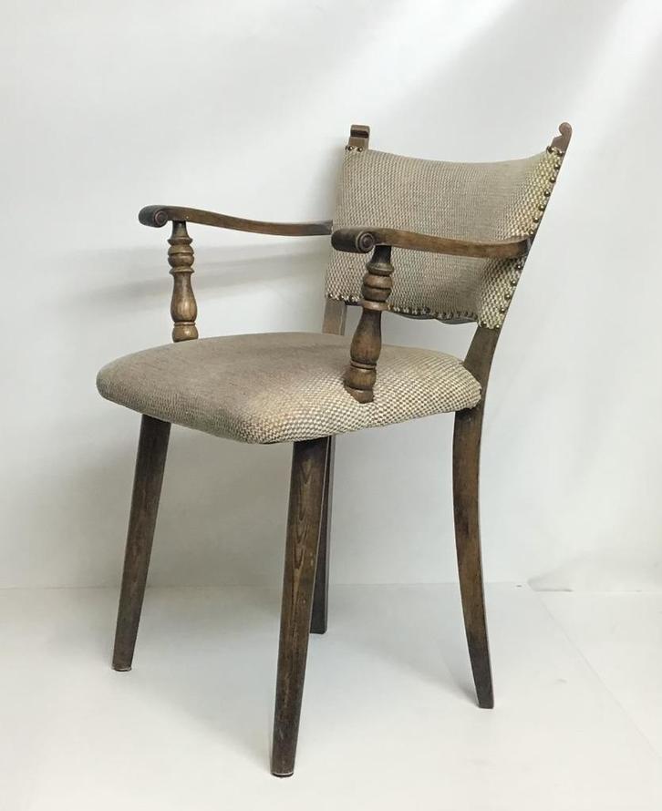 Leuke arm fauteuil in nette staat, Huis en Inrichting, Stoelen, Gebruikt, Eén, Hout, Stof, Bruin, Ophalen