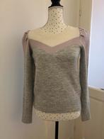 Grijze mer lila trui met pofmouwen - Maat XS, Ophalen of Verzenden, Zo goed als nieuw, Maat 34 (XS) of kleiner, Grijs