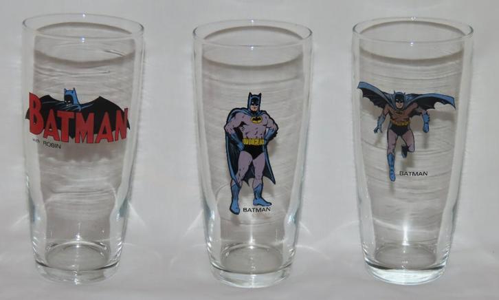 3 Vintage Batman en Robin  glazen 1967, Verzamelen, Stripfiguren, Zo goed als nieuw, Gebruiksvoorwerp, Overige figuren, Verzenden