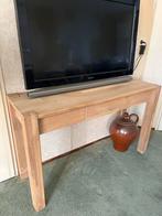 Houten bijzet Tafel met Lade, Ophalen, Minder dan 50 cm, 100 tot 150 cm, Eikenhout