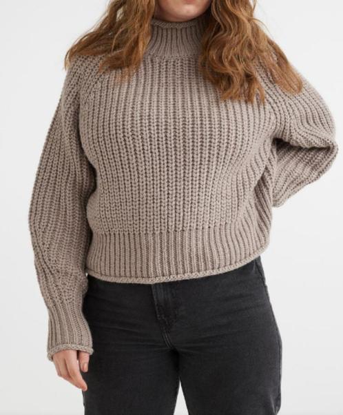 H&M gebreide wollen oversized taupe boxy trui coltrui maat S, Kleding | Dames, Truien en Vesten, Nieuw, Maat 36 (S), Beige, Ophalen of Verzenden