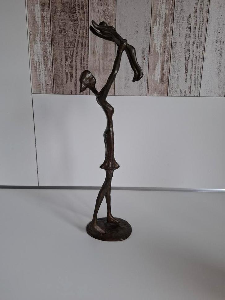 Koperen Beeld: Moeder en Kind, Antiek en Kunst, Kunst | Beelden en Houtsnijwerken, Ophalen of Verzenden