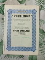 Aandeel L'Eolienne - Zeldzaam historisch document, Postzegels en Munten, Aandelen en Waardepapieren, Ophalen of Verzenden, 1970 tot heden