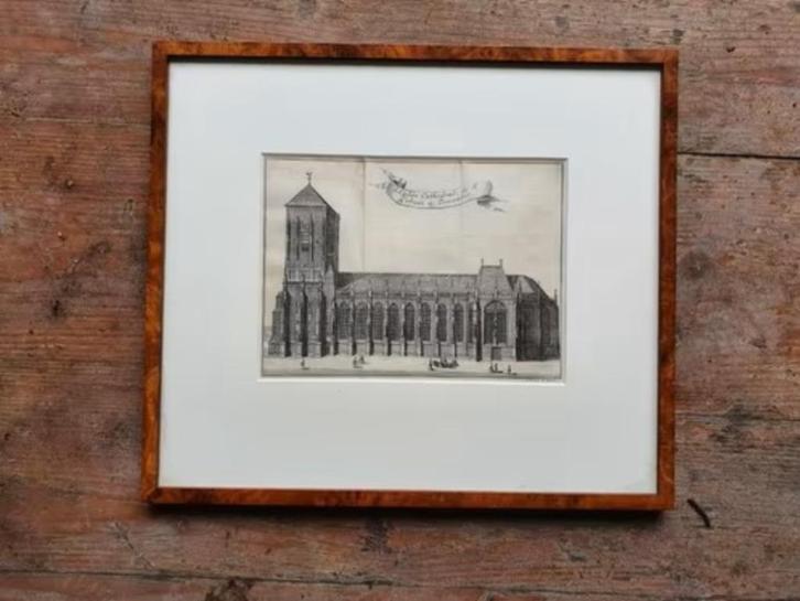 Deventer Lebuinus kerk – gravure van J.Harrewijn, Antiek en Kunst, Kunst | Etsen en Gravures, Ophalen