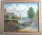 F.J. Stokman  Bloemenmarkt Amsterdam olieverf op board -, Ophalen