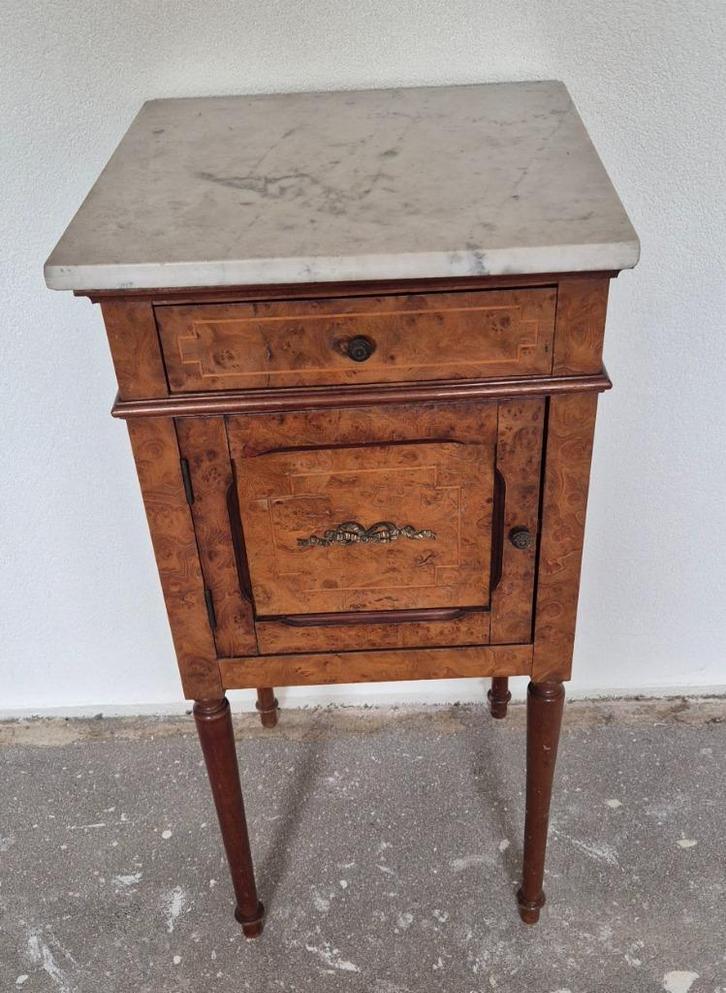 Nachtkast met marmerenplaat, Antiek en Kunst, Antiek | Meubels | Kasten, Ophalen