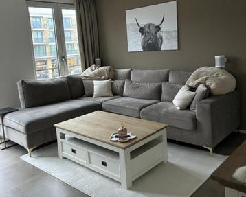 Velvet beige / bruine hoekbank linker kant. beschikbaar voor biedingen