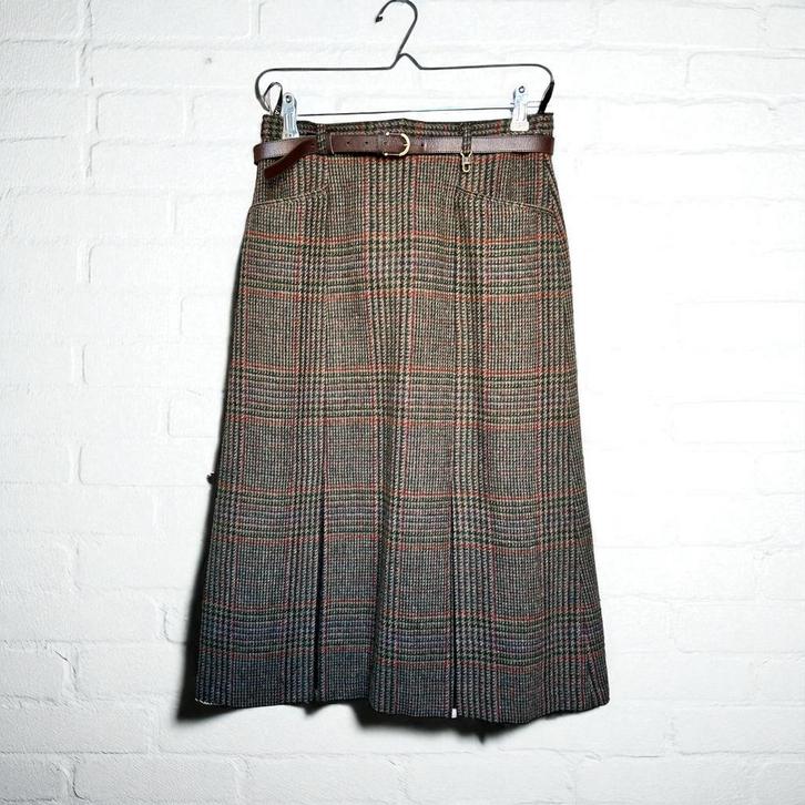 Vintage Rok Maat 12 Beige Blauw Rood Ruit Wol Daks, Kleding | Dames, Rokken, Zo goed als nieuw, Maat 42/44 (L), Beige, Knielengte