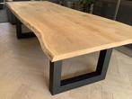 Massief  eiken houten  boomstam eettafel met u poot, 100 tot 150 cm, Eikenhout, Ophalen of Verzenden, Vijf personen of meer