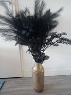 Gouden vaas met zwarte decoratie, Overige materialen, Zwart, Ophalen of Verzenden, Zo goed als nieuw