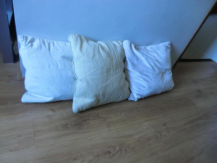 3 Bankkussens 45 x 45. en 43 x 43, en 57 X 47cm. Samen 4,00, Huis en Inrichting, Woonaccessoires | Kussens, Zo goed als nieuw