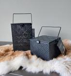 Lantaarn Pomax zwart windlicht metaal 2 stuks Nieuw, Huis en Inrichting, Woonaccessoires | Kandelaars en Kaarsen, Zwart, Nieuw