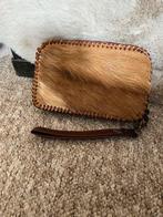 Leren portemonnee met vacht, Sieraden, Tassen en Uiterlijk, Portemonnees, Ophalen of Verzenden, Zo goed als nieuw, Bruin, Leer