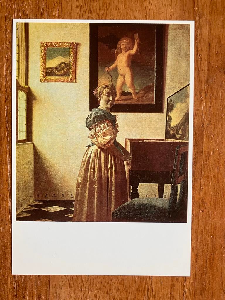 Jan Vermeer - Lady standing at the Virginals, Verzamelen, Ansichtkaarten | Themakaarten, Ophalen of Verzenden, 1980 tot heden
