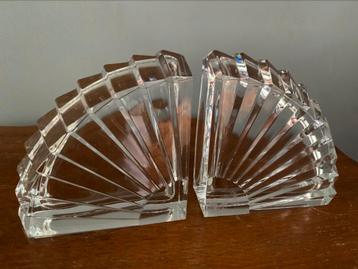 Art deco vintage kristal glazen waaiervormige boekensteunen beschikbaar voor biedingen