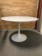 Trompetvoet tafel wit 120cm doorsnee, Huis en Inrichting, Tafels | Eettafels, Ophalen, 100 tot 150 cm, Rond, Zo goed als nieuw