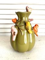 Keramiek design vaas DK met vogeltjes 16 cm, Huis en Inrichting, Woonaccessoires | Vazen, Ophalen, Overige kleuren, Aardewerk of Porselein