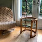 Rotan tafeltje - vintage jaren 60, Minder dan 55 cm, Rond, Zo goed als nieuw, Ophalen