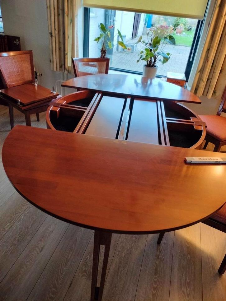 Uittrekbare hardhouten ronde tafel - 130/210 cm, Huis en Inrichting, Tafels | Eettafels, Gebruikt, 100 tot 150 cm, 200 cm of meer