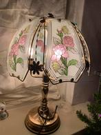 Tiffany tafel lamp messing/ goud hollywood regency vintage, Huis en Inrichting, Lampen | Tafellampen, Glas, Gebruikt, Ophalen of Verzenden