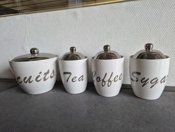Voorraadpotten Set - Biscuit, Thee, Koffie, Suiker beschikbaar voor biedingen