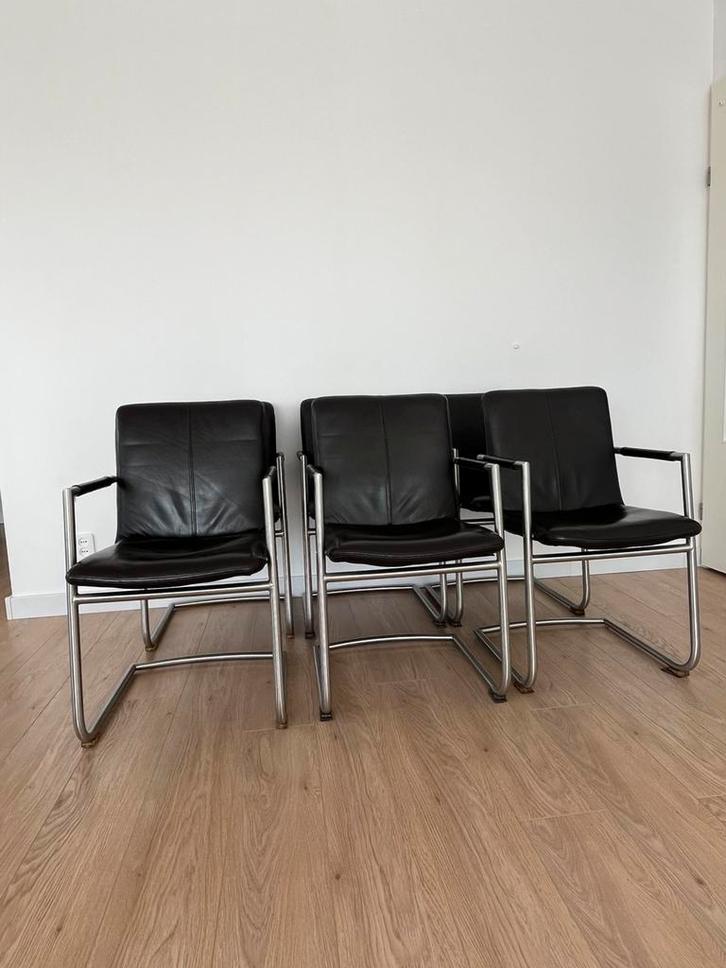 Henders & Hazel eetkamerstoelen buisframe donkerbruin, Huis en Inrichting, Stoelen, Zo goed als nieuw, Bruin, Ophalen