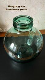 Unieke vintage Viresa glazen bolvaas gistfles, Ophalen, Minder dan 50 cm, Groen, Glas