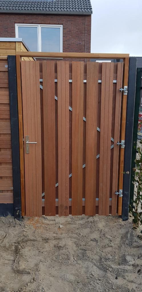 Complete Tuindeur incl. Montage| Grenen, Douglas, Zwart,, Tuin en Terras, Tuinpoorten, Nieuw, Looppoort, Hout, 150 tot 200 cm