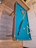 Inklapbare pooltafel met accessoires en cover, Ophalen, Gebruikt, Pooltafel