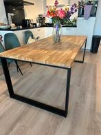 Houten eettafel stalen poten 200 x 95 x 75,5, Ophalen, 200 cm of meer, 50 tot 100 cm, Zo goed als nieuw