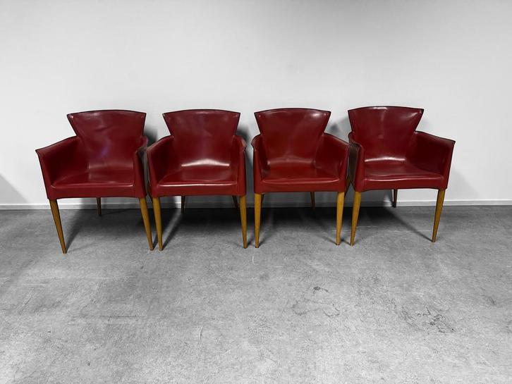 4x vela armchair Matteo Grassi by Carlo Bartoli, Huis en Inrichting, Stoelen, Gebruikt, Vier, Leer, Rood, Ophalen of Verzenden